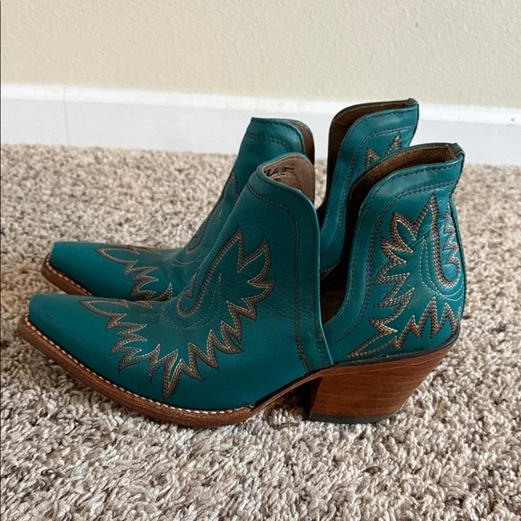 Ariat Teal Western Ankle Boots with Embroidery - Picture 3 of 7